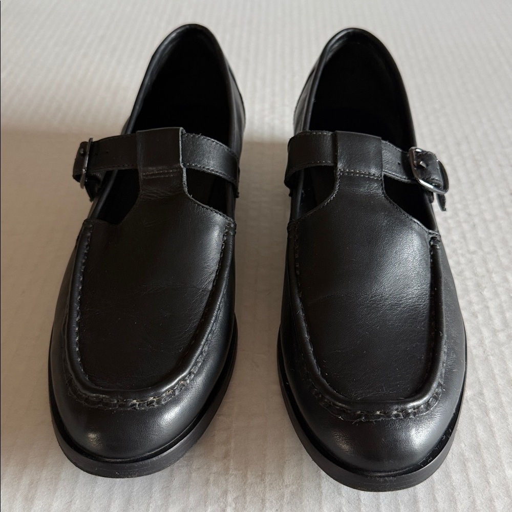 Everlane Black Leather Mary Jane Loafers - Picture 7 of 11